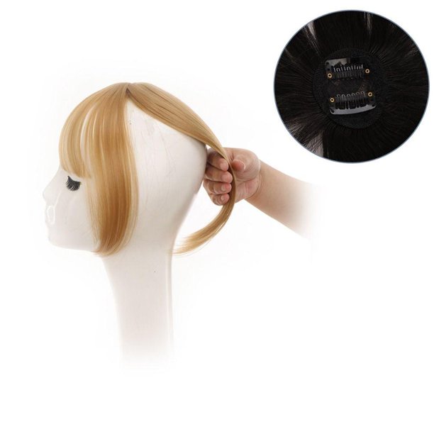 CANNATELLA 3D Bangs Peluca Sin Costuras Reemplazo Rubia Mujeres Falsas Flecos Clip En Cubierta Pelo Blanco Toupee Natural Aumentar El Volumen Del Cabello Flequillo Recto
