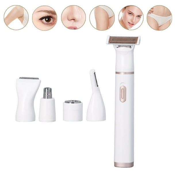 Maquinilla De Afeitar Eléctrica Para Mujer, Afeitadoras Faciales Para Mujer Multifunción Desmontables De Acero Inoxidable 5 En 1 Para Nariz