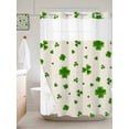 thumbnail image 6 of No Hook Shower Curtain with Snap in Liner, St. Patrick's Day Trileaf Grass Waterproof Bath Curtain Double Layers with See Through Top Window, Green Shamrock on Retro Linen Shower Curtains 60x72in, 6 of 9