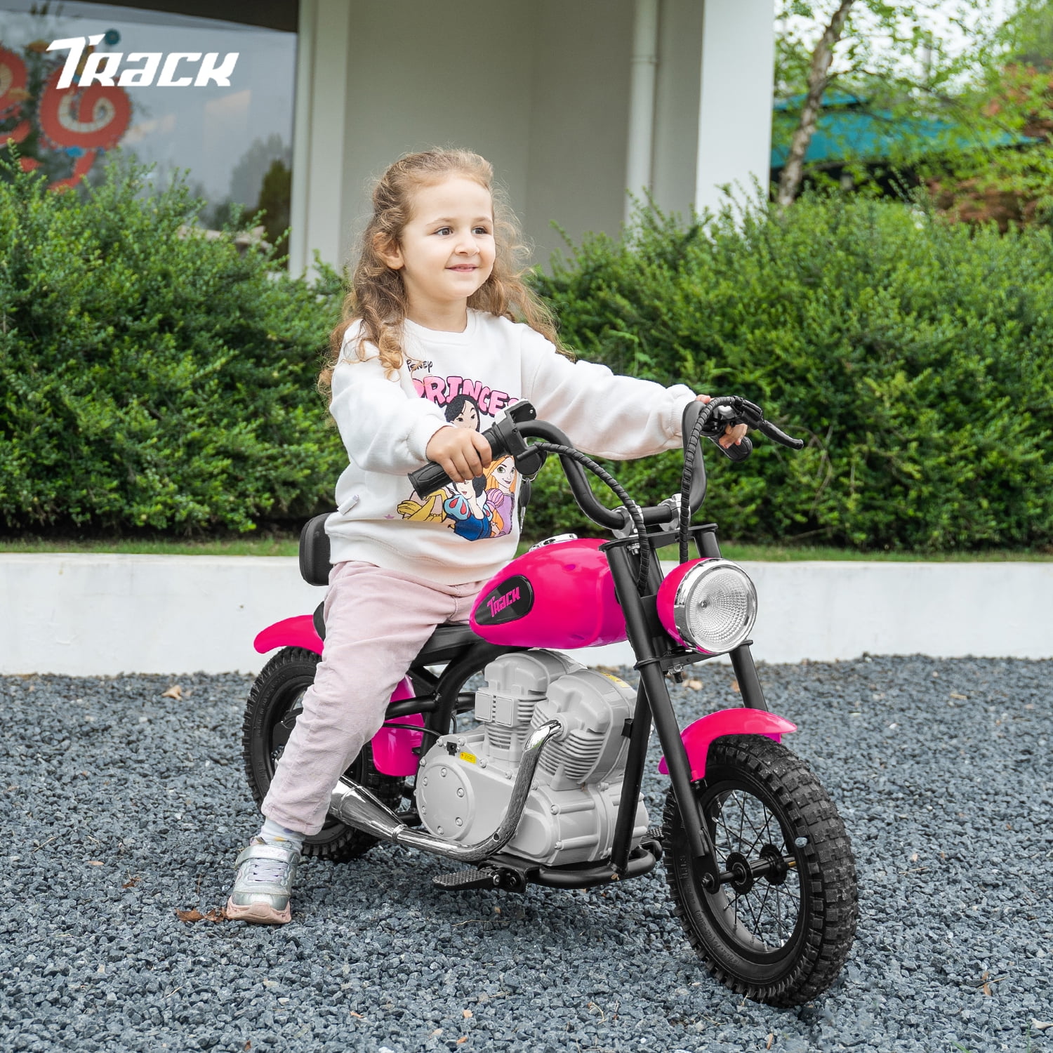 Track 7 24V Electric Dirt Bike for kids, 250W Ride on Motorcycle with Twist Grip Throttle, Hand-Operated Brakes, Key Start, Off-Road Motocross Speed Up to 10 MPH, Age 8+, Pink
