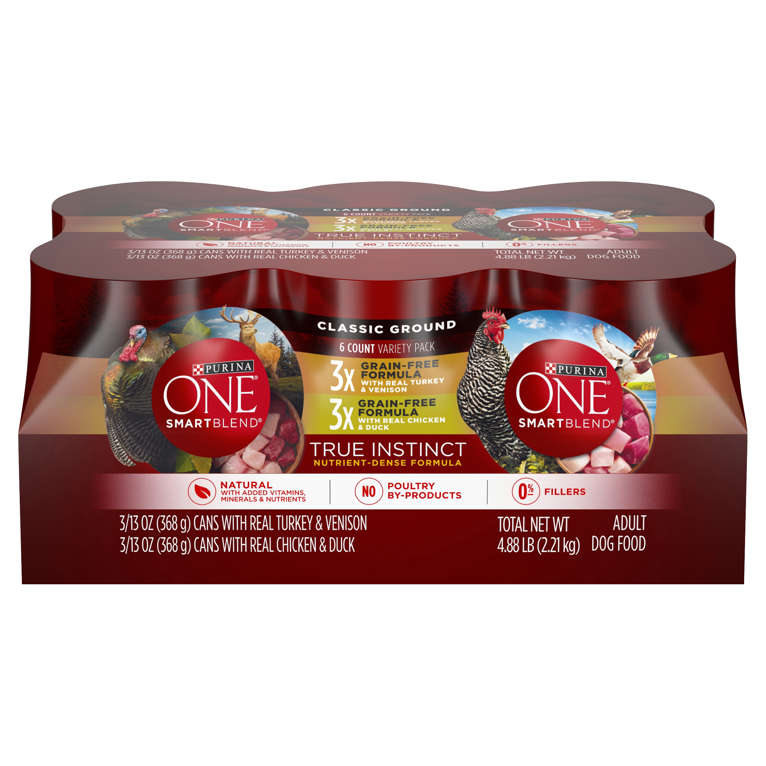 Purina ONE True Instinct Classic Soft Ground Grain Free Flavors Adult Wet Dog Food Variety Pack, 13 oz cans (6 pack) - image 5 of 12
