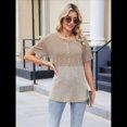 thumbnail image 4 of Blusas de Corta con Cuello Redondo y Botones para Mujer, y Verano 2025 Caqui L, 4 of 10