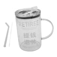 thumbnail image 3 of Taza de café de vidrio con pajita de 1000 ml con pajita y tapa. JUBILADO, 3 of 9