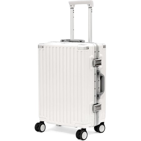 20inch Carry On Luggage 22x14x9 Airline Approved, Zipperless Luggage Carry On TSA Approved Hard Shell Suitcases, Lightweight Carry On Suitcases with Aluminum Frame, White