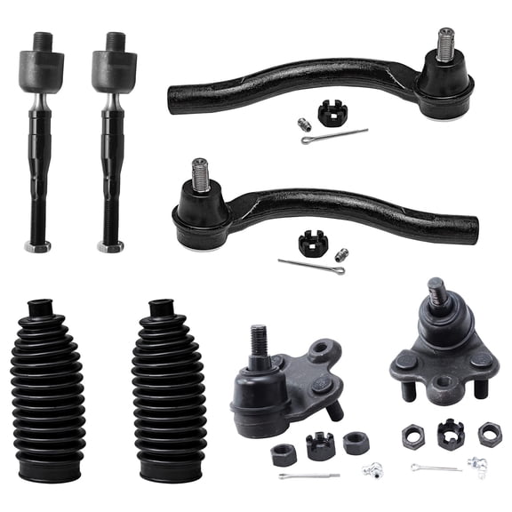 Detroit Axle - 1.8L Front 8pc Suspension Kit for 2006-2011 Honda Civic, 4 Tie Rod Ends 2 Boots 2 Lower Ball Joints 2006 2007 2008 2009 2010 2011 Replacement