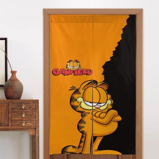 Cortina de puerta Garfield para entrada, cortina opaca con estampado de patrón, cortina divisoria de ambientes, tapiz para decoración del hogar, 34" de ancho x 56" de largo