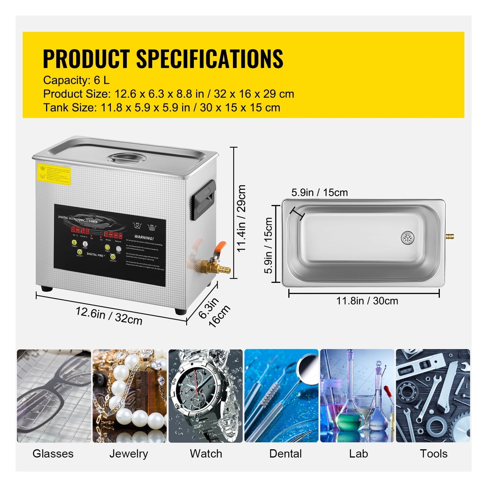 Home Appliance 0.8L 2L 3L 6L 15L Ultrasonic Cleaner Portable Washing Machine Dishwasher Lave-Dishes Ultrasound Bath
