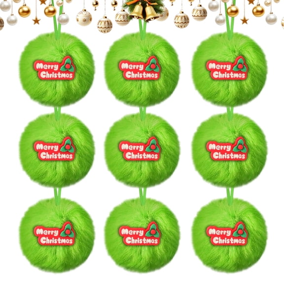 6-Piece Christmas Tree Pendant Ornaments - Furry Imitation Balls with Ribbon, Versatile for Holiday Party Decor, Indoor Home Festive Displays & Christmas Setup