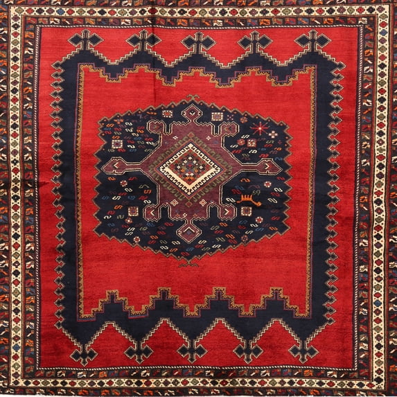 Ahgly Company Machine Washable Indoor Square Traditional Red Area Rugs, 8' Square