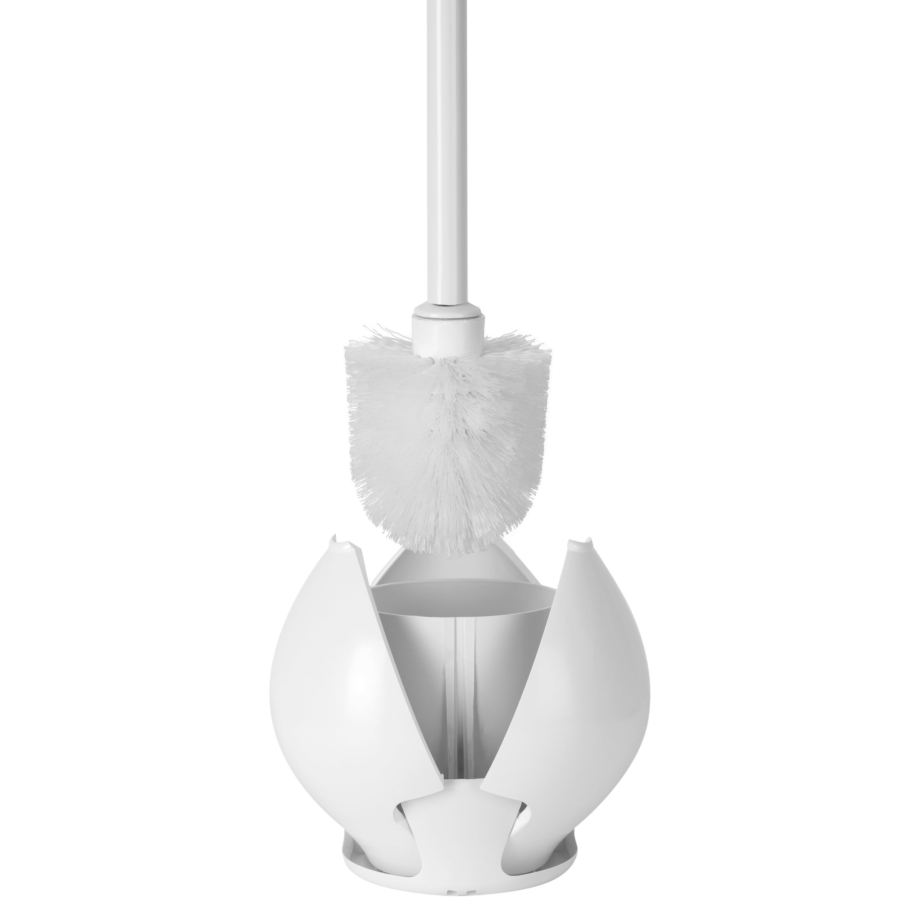 Bath Bliss Tulip Toilet Bowl Brush in White with 2 Pack Replacement Brushes