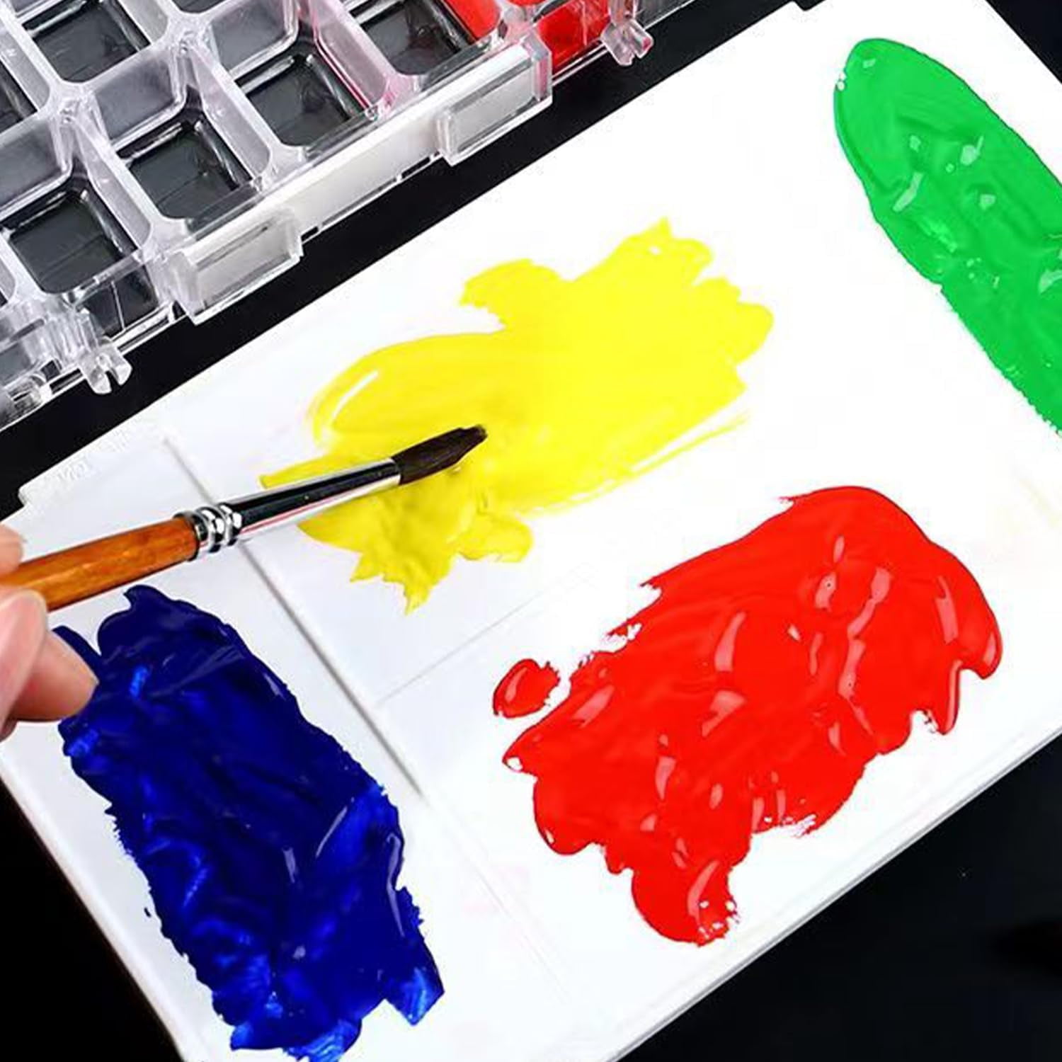 Plastic Paint Palette Tray，White Paint Storage Palette Box 36 Wells，Travel Watercolor Set，Paints Containter for Watercolors, Gouache, Acrylic and Oil Paint