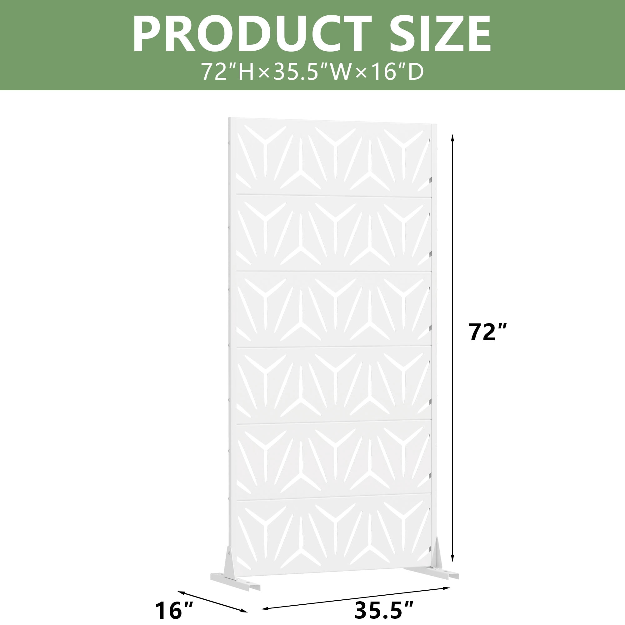MAYEERTY 6 Panels Metal Outdoor Privacy Screen Garden Divider Patio Backyard Decorative Privacy Fence Panel, 72×35.4×15.7in