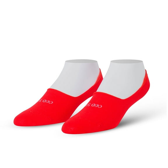 ODD SOX – Basix Unisex Large No Show Socks – Red – Soft Cotton Blend Low Profile Athletic Socks –