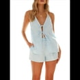 thumbnail image 3 of Conjunto de para Mujer: Traje de 2 Piezas, Top de con Lazo Frontal, Chaleco de , Camiseta Sin Mangas Y2K con Espalda Descubierta. Azul XL, 3 of 10