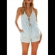 thumbnail image 3 of Conjunto de para Mujer: Traje de 2 Piezas, Top de con Lazo Frontal, Chaleco de , Camiseta Sin Mangas Y2K con Espalda Descubierta. Azul XL, 3 of 10