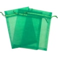 thumbnail image 1 of 100 Pcs Green 4x6 Sheer Drawstring Organza Gift Bags - Wedding Party Favor Pouches, 1 of 1