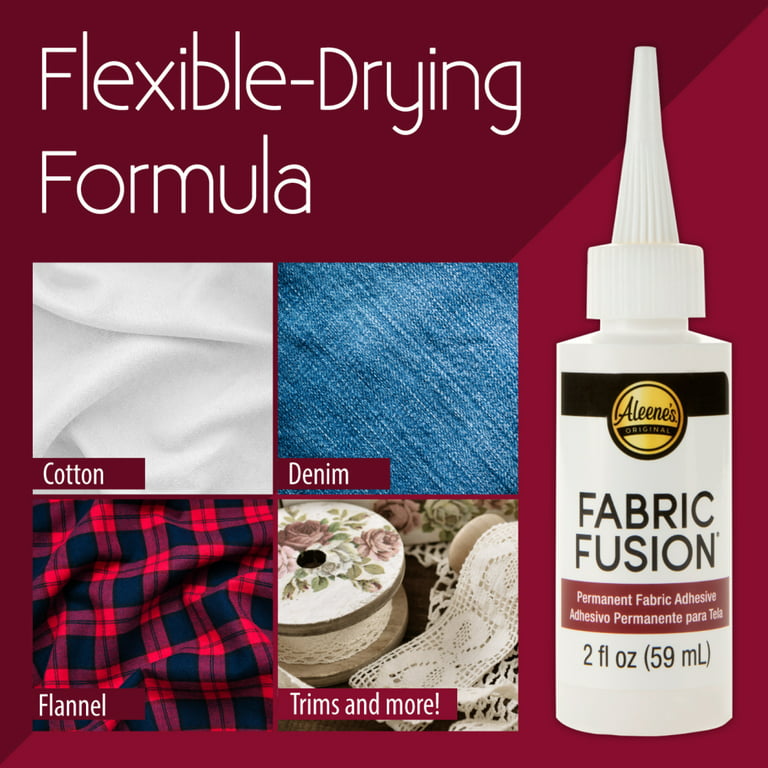 Aleene's Fabric Fusion Glue 2 fl oz 3 Pack, Permanent, Dries Clear, Flexible