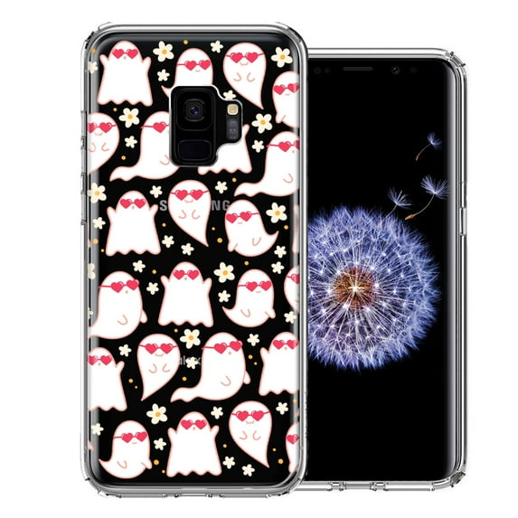 MUNDAZE Samsung Galaxy S9 Floating Heart Glasses Love Ghosts Vaneltines Day Cutie Daisy Double Layer Phone Case Cover