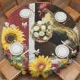 thumbnail image 2 of Chicken Sunflowers Round Tablecloth 54 inches Yellow Flower Bee Farms Animal Oil Painting Waterproof Oil-Proof Table Cloth Round Table Cover for Holiday Party Picnic Dinner Decor Indoor Outdoor Use, 2 of 9