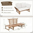 thumbnail image 2 of QISHENSHUI Outdoor Couch Acacia Wood Patio Couch with Adjustable Armrests,Outdoor Convertible Sofa with Removable Cushions&Pillows for Patio, Porch, Poolside(White), 2 of 14