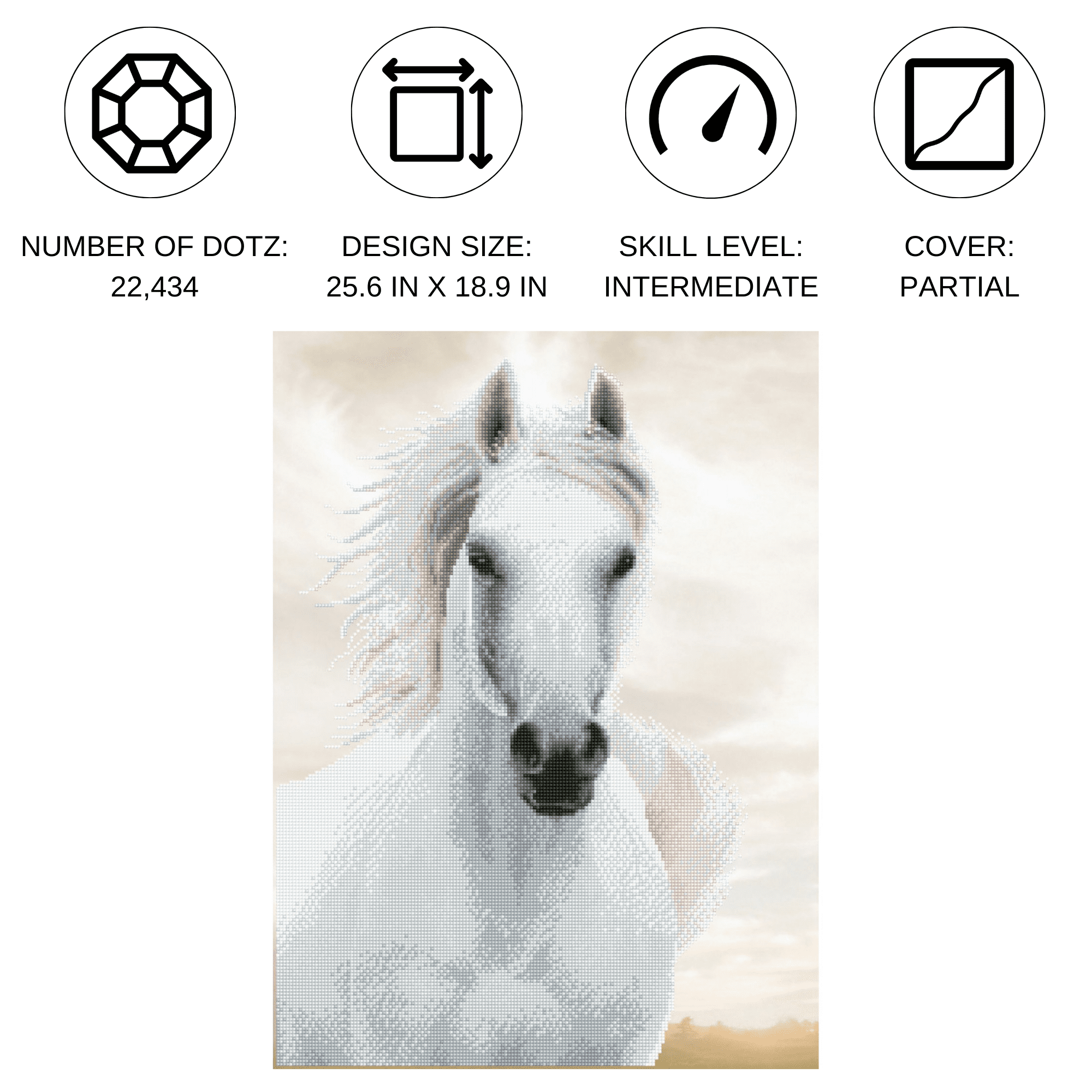 Diamond Dotz Imperial Stallion Horse Diamond Painting Kits for Adults - Diamond Art Kits a Relaxing Creative Craft Kit with Dotz Gems 25.6"x16.9"