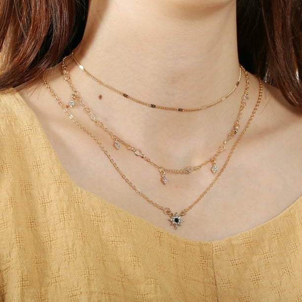 Gold Layering Necklaces  Chain necklace outfit, Fancy jewelry