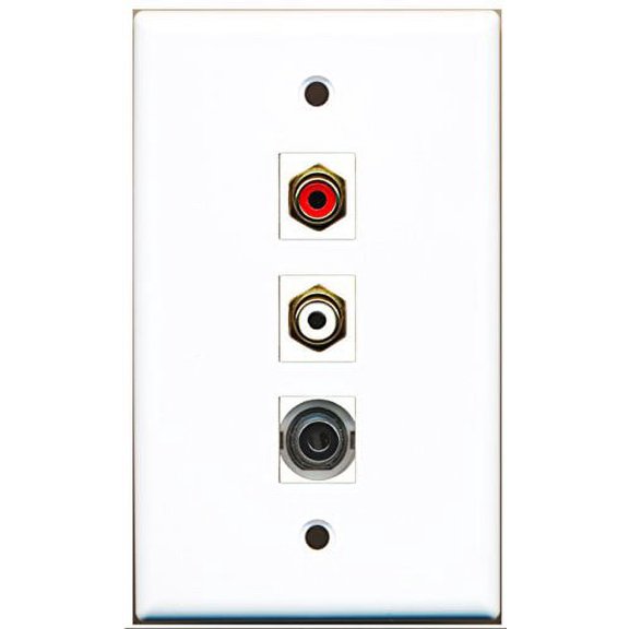 RiteAV - 1 Port RCA Red and 1 Port RCA White and 1 Port 3.5mm Wall Plate
