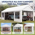 thumbnail image 4 of Mellcom 12' x 24' Carport, Heavy Duty Portable Garage with Side Doors and Removable Sidewalls, All-Season Car Port for Car,SUV,Truck,White, 4 of 7