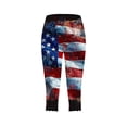 thumbnail image 5 of ZToonmas Women's Plus Size High Waist Independence Day Print Capri Leggings Slim Fit Cropped Trousers with Scalloped Hem for Summer, 5 of 5