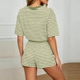 thumbnail image 5 of BOOMNY Womens 2 Peice Sets Striped Short Sleeve Tops Shorts Outfits for Women Summer Casual Matching Sets, 5 of 5