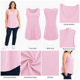 thumbnail image 3 of Afelkas Women's Plus Size Tank Tops Scoop Neck Sleeveless Stretch Tunic Shirts Wide Strap Basic Casual Undershirt for Everyday Wear Pink,XXXXL, 3 of 7
