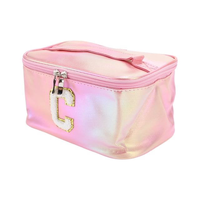 1 Pc Bolsa de Maquillaje de Letras Cuadradas para Mujeres para Vacaciones y Actividades al Aire Libre Rosa PU
