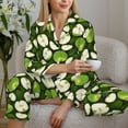 thumbnail image 5 of Xecao Green Fruit Print Women Pajamas Set Soft Sleepwear Pjs long Sleeve Button Down Nightwear with Long Pants, 5 of 6