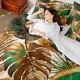 thumbnail image 3 of Erosebridal Gold Green Monstera Leaf 7-Piece Twin Bedding Sets,Tropical Botanical Tree Bedding Comforter Set For Men Women,Reversible, 3 of 7