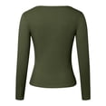 thumbnail image 5 of Bjutir Womens Long Sleeve Shirts Square Neck Slim Fit Basic Tops Casual Ribbed Thermal Undershirts Tee Fall Winter Fashion Tshirts Army Green L, 5 of 5