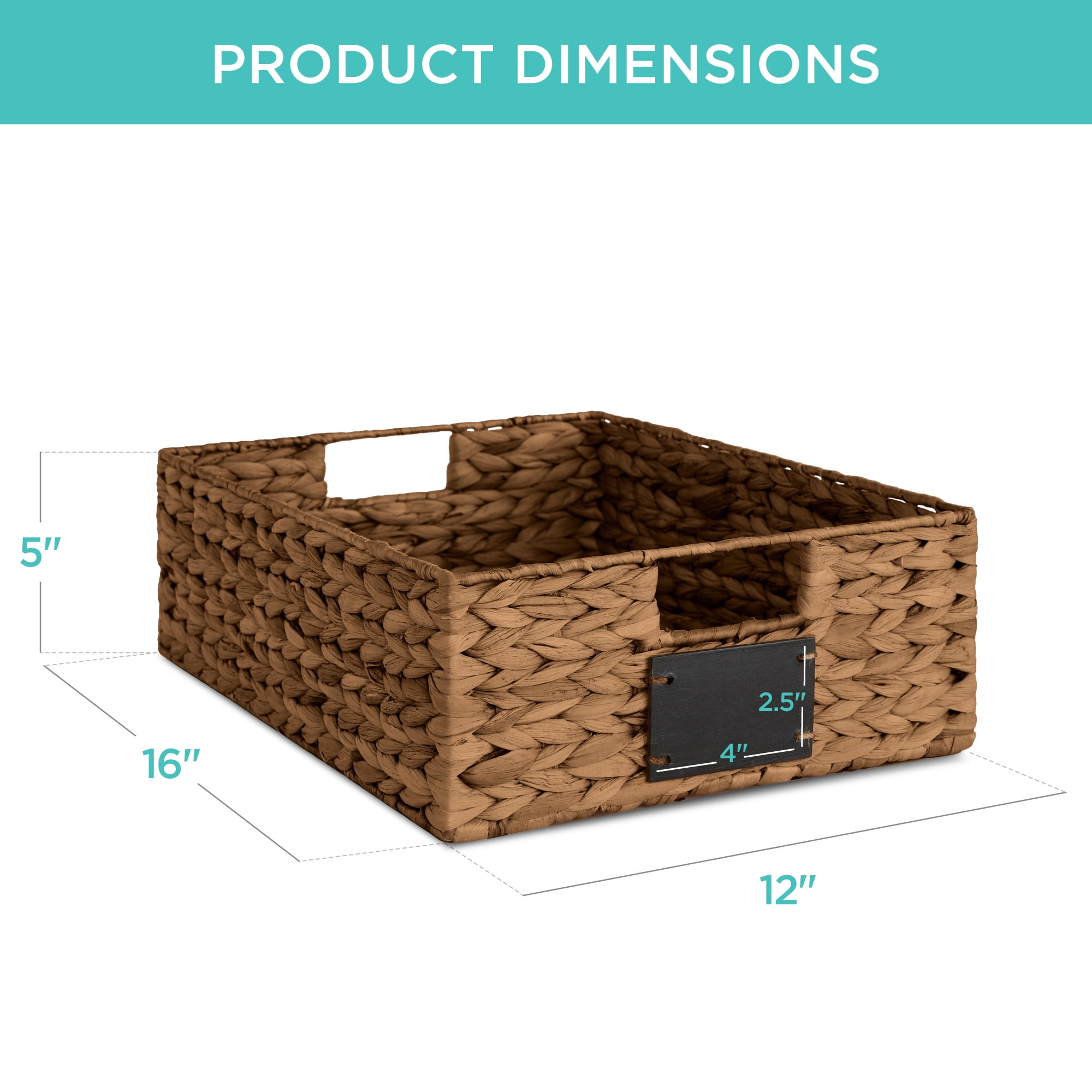 Best Choice Products Set of 4 16x12in Woven Water Hyacinth Pantry Baskets w/ Chalkboard Label, Chalk Marker - Chestnut