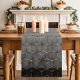 thumbnail image 3 of Gray Mottled Gradient Geometric Table Runner 90 Inches Long,Kitchen Dining Tablerunners Modern Abstract Stereo Art Linen Table Runners Dresser Scarves for Home Dinner Wedding Holiday Party Decor, 3 of 9