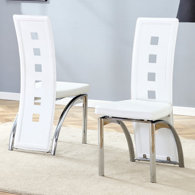 Noble House Modern Minimalist 2-Piece Dining Chair Set - White Saddleback