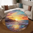 thumbnail image 3 of Round Rug, Beach31 Soft Washable Carpet, Non-Slip Floor Mat for Living Room Bedroom Home Decor 31 Inch, 3 of 6