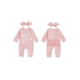 thumbnail image 2 of BemeyourBBs Newborn Baby Girl Little Sister Outfit Infant Baby Girl Spring Fall Winter Clothes Lil Sister Romper Long Sleeve Letter Floral Embroidery Jumpsuit with Headband, 2 of 9