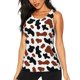 thumbnail image 1 of Fotbe Brown Black Cow Blusas Sin Mangas para Mujer – Estilo Casual, Corte Suelto, Slim-Fit, Cuello Redondo Deportivo, Tops de Verano para Gimnasio y Yoga-Small, 1 of 7