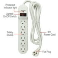thumbnail image 4 of (4 pack) Hyper Tough 6-Outlet Surge Protector with 900-Joule Protection with 6  Feet Power Cord, Glossy White, 4 of 8