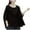 Black-93, variant on Mittory Women's 3/4 Sleeve Cotton Linen Loose Shirts Plus Size Round Neck Solid Color Loose Fit Casual Tees