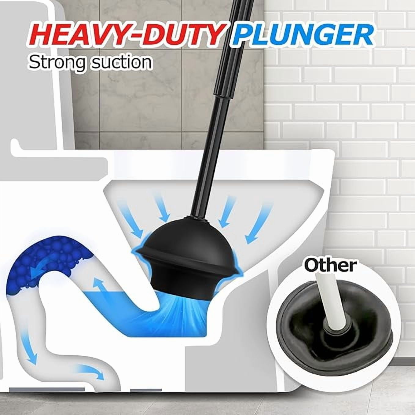propuri 2 in 1 Toilet Plunger and Brush Set，Extended Handle Plunger,Bathroom Cleaning Tools , 3PACK Black