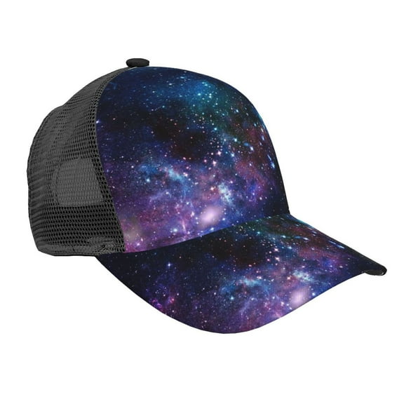 Curved Trucker Hat Space Galaxy Adjustable Mesh Back Baseball Snapback Cap For Men