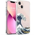 thumbnail image 1 of Case Compatible with iPhone 13 Case Clear with Design Embossed Pattern Soft TPU Bumper Slim Protective 6.1 Inch (Great Wave), 1 of 8