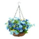 thumbnail image 5 of Cesta de flores de margaritas artificiales, cadena para maceta, colgador de plantas azul, 5 of 9
