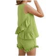 thumbnail image 5 of snilers Girls Summer Outfits Sleeveless T-Shirts and Elastic Waist Shorts Ruffle Clothing Sets 2 Piece Kids Clothes Set Size 5-15 Years, 5 of 9