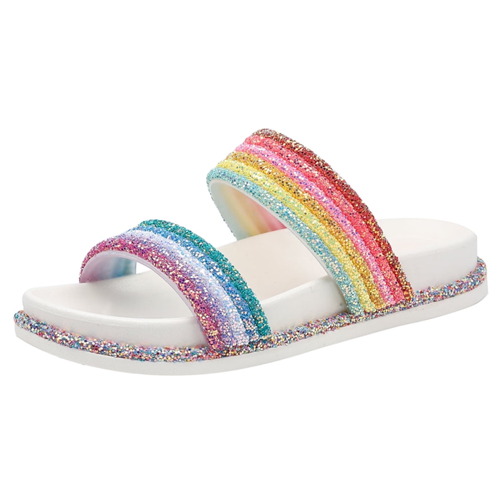 rainbow glitter sandals
