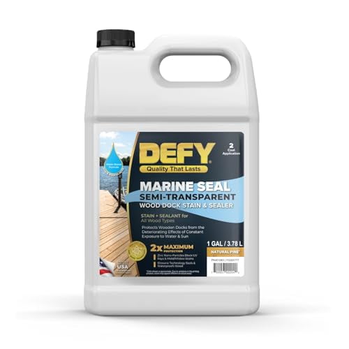 DEFY Marine Sealer - Semi-Transparent Waterproof Wood Stain, UV Resistant, Outdoor Sealer - Natural Pine - 1 Gallon